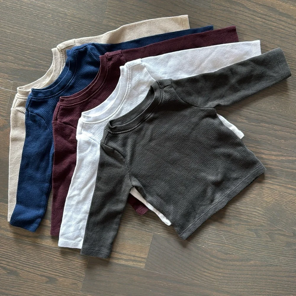 Old Navy Thermal-Knit Long Sleeve Tops 5-Pack | 12-18M
